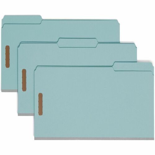 Smead 2/5 Tab Cut Legal Recycled Classification Folder - 3" Folder Capacity - 8 1/2" x 14" - 3" Expansion - 2 x 2K Fastener(s) - Top Tab Location - Right of Center Tab Position - 3 Divider(s) - Pressboard - Blue - 100% Paper Recycled - 10 / Box