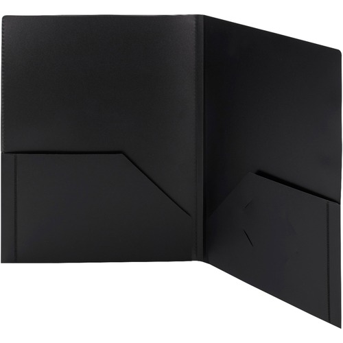 Smead Letter Pocket Folder - 8 1/2" x 11" - 50 Sheet Capacity - 2 Pocket(s) - Polypropylene - Black - 5 / Pack