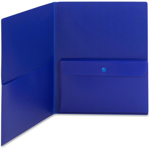 Smead Poly Two-Pocket Folders with Security Pocket - Letter - 8 1/2" x 11" Sheet Size - 50 Sheet Capacity - 2 Pocket(s) - Polypropylene - Dark Blue - 5 / Pack