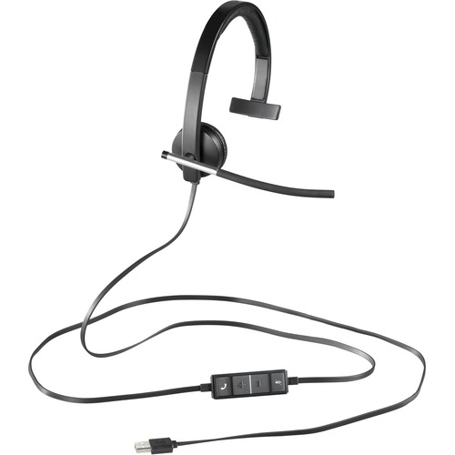 Logitech USB Headset Mono H650e - Mono - USB - Wired - 50 Hz - 10 kHz - Over-the-head - Monaural - Supra-aural - Noise Cancelling Microphone