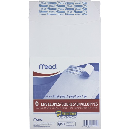 Mead Press-it Seal-it" White Envelope - 9" Width x 6" Length - 24 lb - 1 / Pack - White