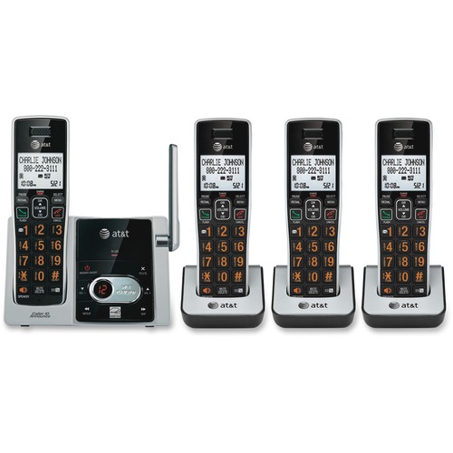 AT&T CL82413 DECT 6.0 Cordless Phone - 1 x Phone Line - 4 x Handset - Speakerphone - Answering Machine - Hearing Aid Compatible