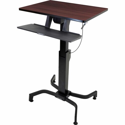 Ergotron WorkFit-PD, Sit-Stand Desk (Walnut) - Rectangle Top - 31.5" Table Top Width x 23.5" Table Top Depth x 0.9" Table Top Thickness - Black, Walnut