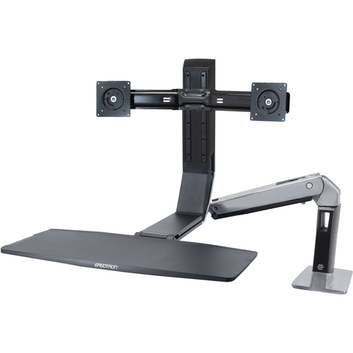 Ergotron WorkFit Mounting Arm for Flat Panel Display - Polished Black - 22" Screen Support - 11.34 kg Load Capacity - Monitor Arms - ERG24312026