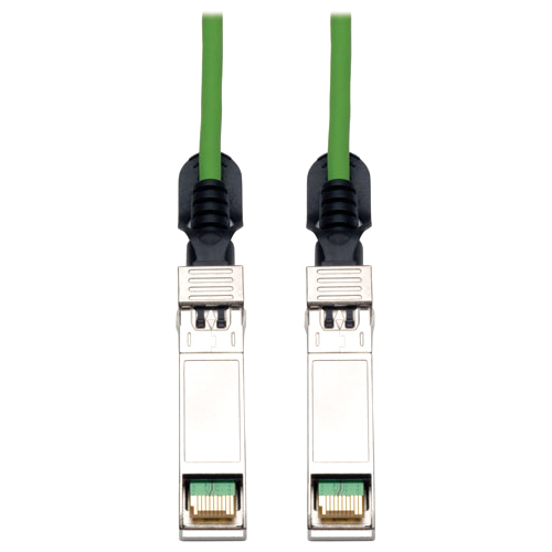 Tripp Lite 3M SFP+ 10Gbase-CU Twinax Passive Copper Cable SFP-H10GB-CU3M Compatible Green 10ft 10' - Twinaxial for Network Device - 9.84 ft - 1 x SFF-8431 Male SFP+ - 1 x SFF-8431 Male SFP+ - Green