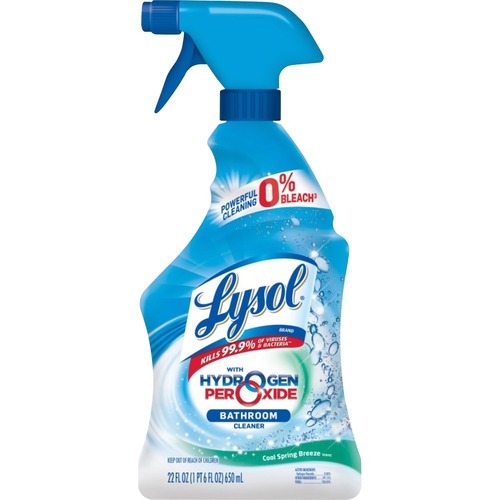 Lysol® with Hydrogen Peroxide Bathroom Cleaner - Cool Spring Breeze - 22 oz. - For Multipurpose - 22 fl oz (0.7 quart) - Cool Spring Breeze Scent - 1 Each - Chemical-free, Anti-bacterial, Non-chlorine Bleached - Blue, White