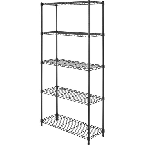 Whitmor Storage Rack - 5 Tier(s) - 72" Height x 36" Width x 14" DepthFloor - Durable, Ventilated, Heavy Duty - Black - Chrome Steel