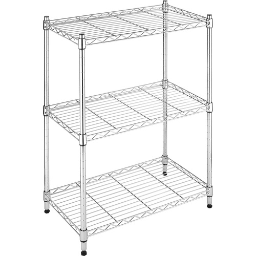 Whitmor Storage Rack - 3 Tier(s) - 29.9" Height x 23.2" Width13.1" Length%Floor - Heavy Duty, Adjustable Leveler, Durable - Chrome - Steel
