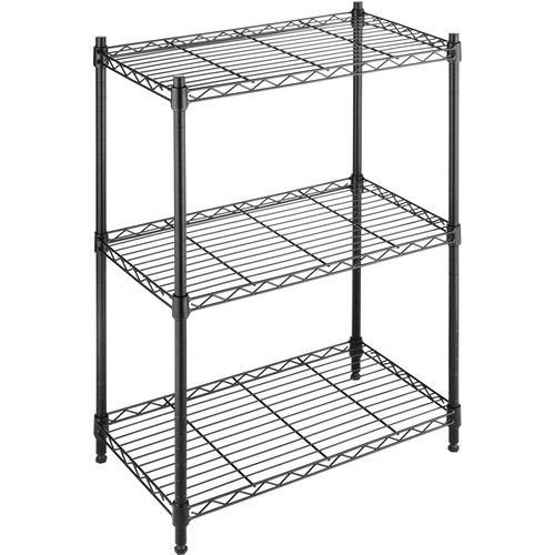 Whitmor Storage Rack - 3 Tier(s) - 29.9" Height x 23.2" Width13.1" Length%Floor - Heavy Duty, Adjustable Leveler, Durable - Epoxy - Black - Steel