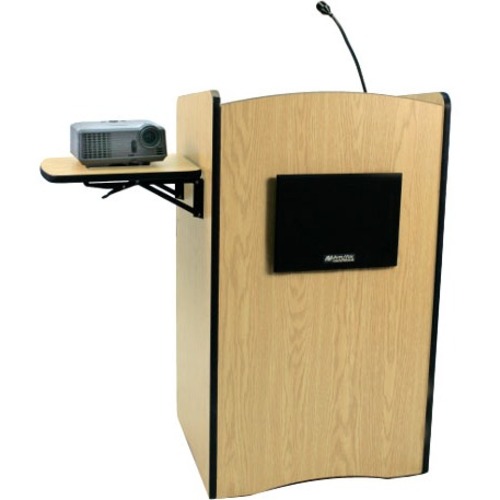 AmpliVox SW3230 - Wireless Multimedia Computer Lectern - Rectangle Top - 26" Table Top Width x 20" Table Top Depth - 44" Height - Maple, Laminated - Melamine