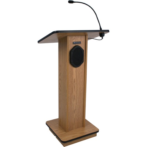 AmpliVox SW355 - Wireless Elite Lectern - Rectangle Top - 21" Table Top Width x 15" Table Top Depth - 45" Height x 21" Width x 15" Depth - Melamine Laminate, Mahogany