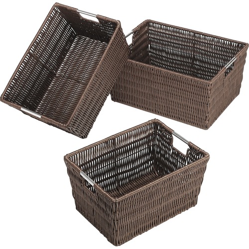 Whitmor Storage Bin - External Dimensions: 14.8" Width x 6.5" Depth x 11.5" Height - 6 x Quarter - Plastic - Brown - For Multipurpose - 3