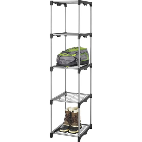 Whitmor Storage Rack - 5 Tier(s) - 67.9" Height x 19.5" Width15.5" Length%Floor - Heavy Duty, Durable, Hanging Bar - Silver - Metal, Resin