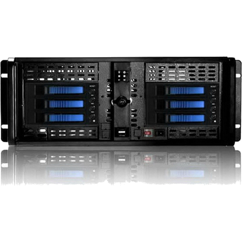 iStarUSA 4U Compact Stylish 6x3.5" Hotswap Server Chassis - Rack-mountable - Black, Blue - Zinc-coated Steel - 4U - 12 x Bay - 1 x 3.15" x Fan(s) Installed - ATX, µATX Motherboard Supported - 2 x Fan(s) Supported - 2 x External 5.25" Bay - 8 x Exter