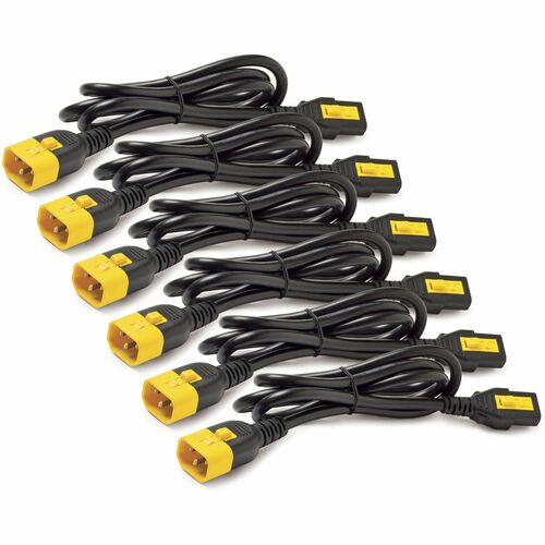 APC by Schneider Electric Power Cord Kit (6 ea), Locking, C13 to C14, 0.6m, North America - For PDU - 10 A - Black - 2 ft Cord Length - IEC 60320 C14 / IEC 60320 C14 - 1