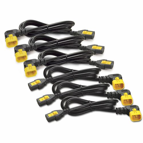 APC by Schneider Electric Power Cord Kit (6 ea), Locking, C13 to C14 (90 Degree), 1.8m, North America - For PDU - 10 A - Black - 6 ft Cord Length - IEC 60320 C14 / IEC 60320 C14 - 1 Each