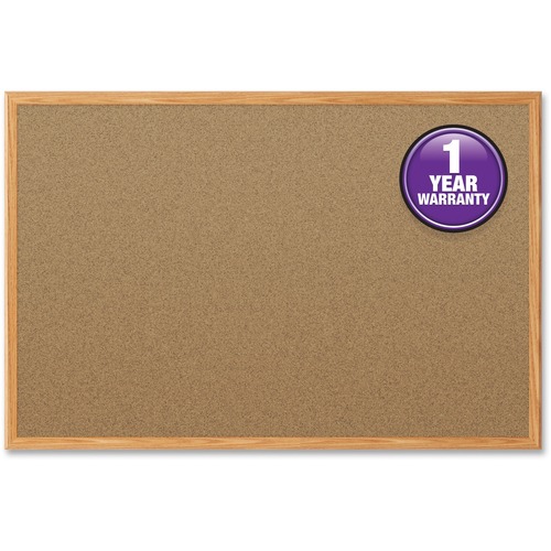 Mead Classic Cork Bulletin Board - 36" Board Height x 24" Board Width - Natural Cork Surface - Self-healing - Oak Aluminum Frame - 1 Each