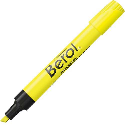 Berol Chisel Tip Water-based Highlighters - Chisel Marker Point Style - Fluorescent Yellow Water Based Ink - Fluorescent Yellow Barrel - 1 Each