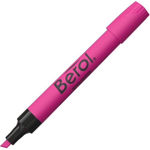 Berol Chisel Tip Water-based Highlighters - Chisel Marker Point Style - Pink Water Based Ink - Pink Barrel