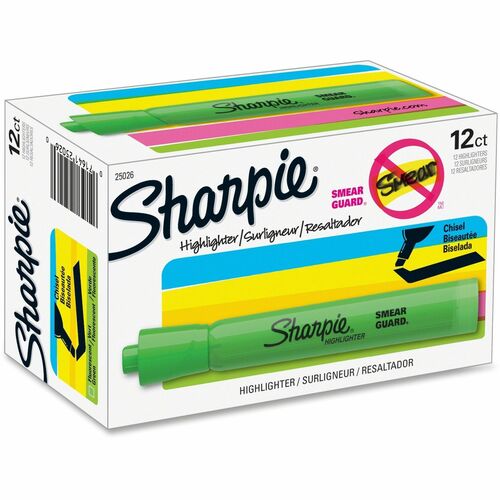 Sharpie Highlighter - Tank - Chisel Marker Point Style - Fluorescent Green - 12 / Dozen