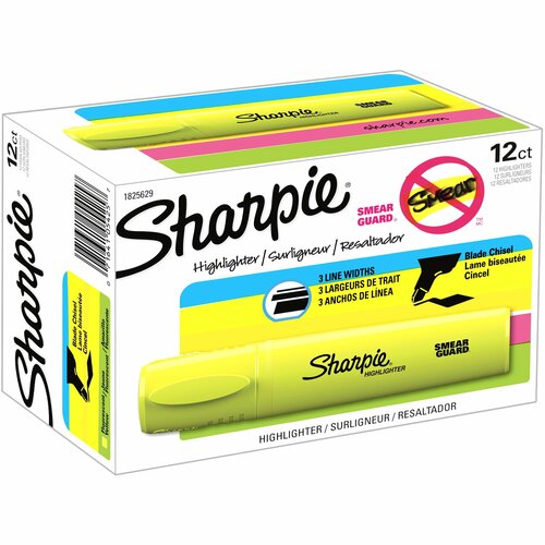 Sharpie Blade Highlighter - Chisel Marker Point - Yellow Ink - Gel-based - 1 / Box