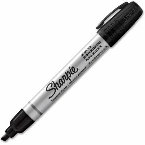 Sharpie Pro Chisel Tip Markers - Chisel Marker Point Style - Black - Metal Barrel - 12 / Dozen