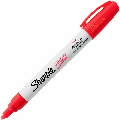 Sharpie Oil-Based Paint Marker - Medium Point - Medium Marker Point - Chisel Marker Point Style - Red Oil Based Ink - 1 Each - Specialty Markers - SAN35550