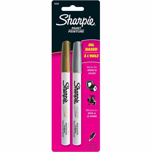 Sharpie Oil-Based Paint Marker - Extra Fine Point - Extra Fine Marker Point - Gold, Silver Oil Based Ink - 2 / Pack