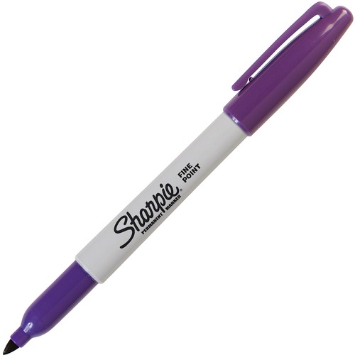 Sharpie Fine Point Permanent Marker - Fine Marker Point - 1 mm Marker Point Size - Purple - 12 / Dozen