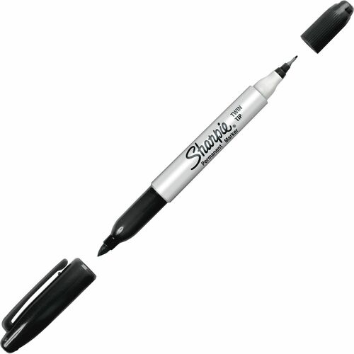 Sharpie Twin Tip Permanent Marker - Fine, Ultra Fine Marker Point - Black Alcohol Based Ink