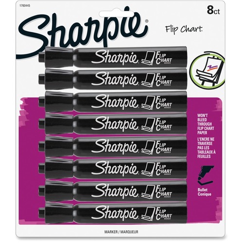 Sharpie Flip Chart Marker - Bullet Marker Point Style - Black Water Based Ink - 8 / Pack