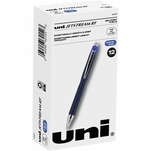 uni-ball Jetstream Retractable Ballpoint Pen - Fine Pen Point - 0.7 mm Pen Point Size - Retractable - Blue Pigment-based Ink
