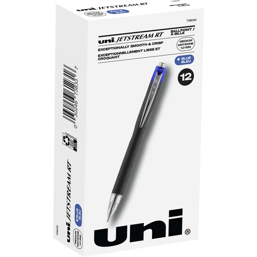 uni-ball Jetstream Retractable Ballpoint Pen - Medium Pen Point - 1 mm Pen Point Size - Retractable - Blue Pigment-based Ink - 12 / Dozen