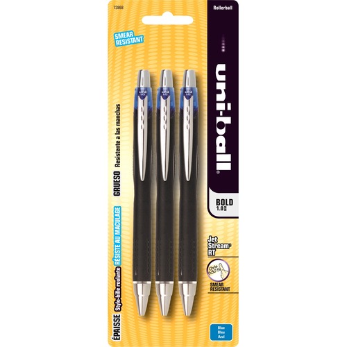 Uni-Ball Jetstream RT Pen - Bold Pen Point - 1 mm Pen Point Size - Retractable - Blue Pigment-based Ink - 3 / Set