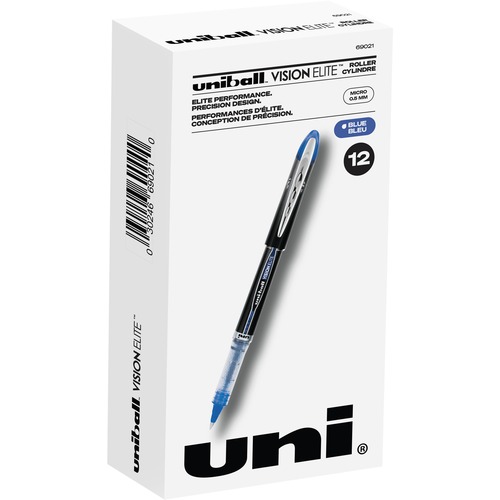 uni-ball Vision Elite Rollerball Pen - Micro Pen Point - 0.5 mm Pen Point Size - Blue Pigment-based Ink - 1 Each