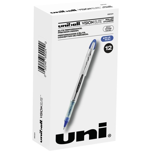uniball™ Vision Elite Rollerball Pen - Bold Pen Point - 0.8 mm Pen Point Size - Refillable - Blue Pigment-based Ink - 1 Each
