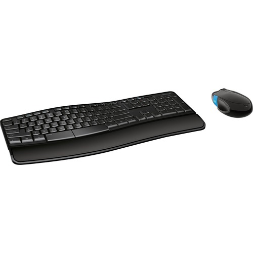 Microsoft Sculpt Comfort Desktop - USB Wireless RF 2.40 GHz Keyboard - 105 Key - English - Black - USB Wireless RF Mouse - BlueTrack - 6 Button - Tilt Wheel - Black - Right-handed Only - Compatible with PC - 1 Pack