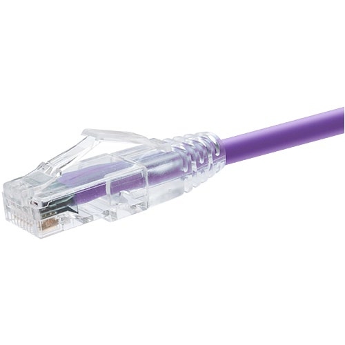 Unirise ClearFit Cat.6 UTP Patch Network Cable - 1 ft Category 6 Network Cable for Network Device - First End: 1 x RJ-45 Network - Male - Second End: 1 x RJ-45 Network - Male - Patch Cable - Gold Plated Contact - Purple