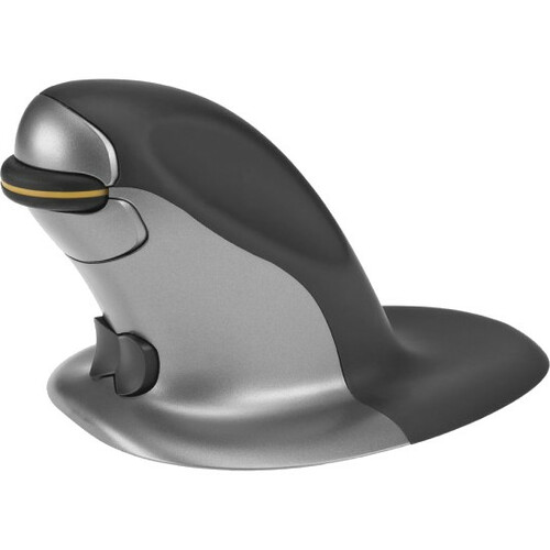 Posturite Penguin Ambidextrous Vertical Mouse - Laser - Wireless - Radio Frequency - 2.40 GHz - Silver, Graphite - USB 2.0 - 1200 dpi - Scroll Wheel - Symmetrical