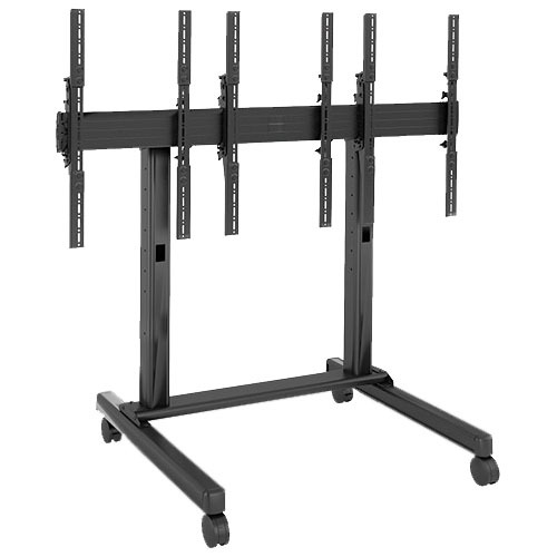 Chief FUSION 3 x 1 Portrait Micro-Adjustable Large Freestanding Video Wall Cart - Up to 46" Screen Support - 375 lb Load Capacity - Flat Panel Display Type Supported - DepthFloor Stand - Black