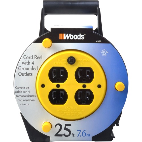Coleman Cable 16/3 25' SJTW Black Cord Reel - 4 x AC Power - 25 ft