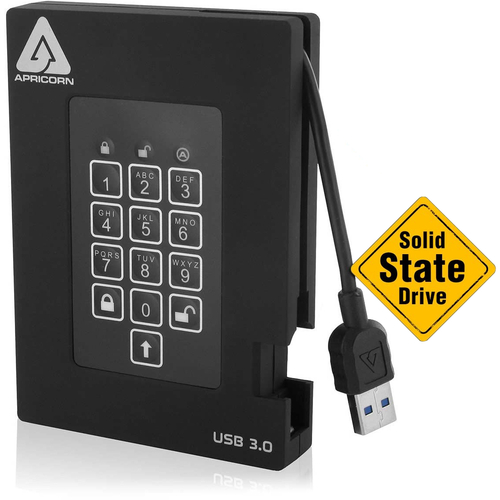 Apricorn Aegis Padlock A25-3PL256-S256F 256 GB Rugged Solid State Drive - External - USB 3.0 - 180 MB/s Maximum Read Transfer Rate - 3 Year Warranty