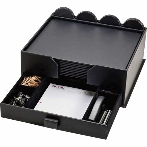 Dacasso Leather Combination Conference Room Set - 12" Height x 16" Width x 18" DepthDesktop - Black - Leather - 1 Each