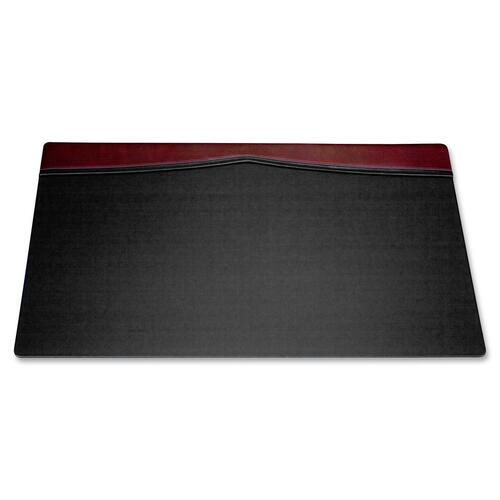 Dacasso Leather Top-Rail Desk Pad - Rectangular - 34" Width x 20" Depth - Felt Black Backing - Top Grain Leather, Leatherette - Burgundy, Black