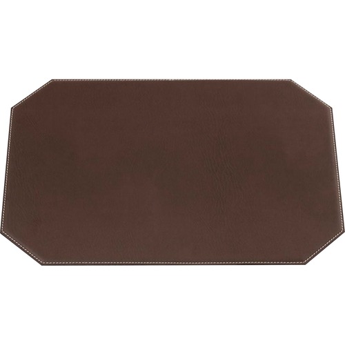 Dacasso Leatherette Cut Corner Placemat - Home, Office, Conference Room - 17" Length x 12" Width - Rectangular - Synthetic Suede, Leatherette, Synthetic Leather - Brown - 1Each
