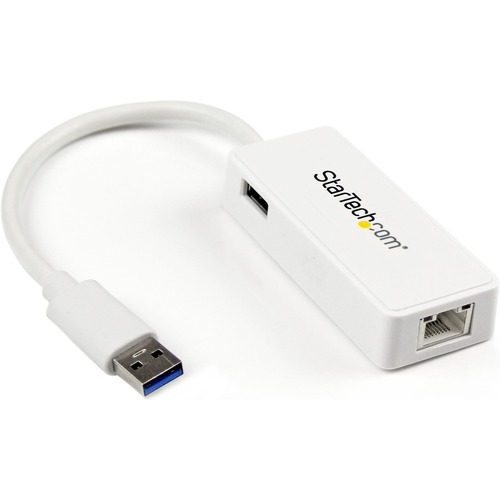 StarTech.com USB 3.0 to Gigabit Ethernet Adapter NIC w/ USB Port - White - Add a Gigabit Ethernet port and a USB 3.0 pass-through port to your laptop through a single USB 3.0 port - USB 3.0 to Gigabit Ethernet Adapter with USB Port (White) - 10/100/1000 M