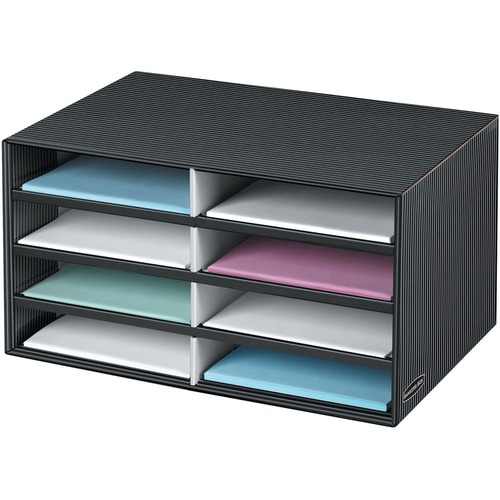Fellowes Pinstripe Literature Sorter - Letter - Compartment Size 2.13" (53.98 mm) x 9" (228.60 mm) x 12" (304.80 mm) - 10.3" Height x 19.5" Width x 12.4" Depth - Desktop - Adjustable - 60% - Gray, Black - 1 Each - Storage Boxes & Containers - FEL6170301