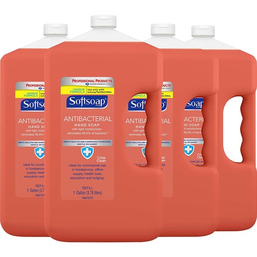 Softsoap Antibacterial Liquid Hand Soap Refill - Crisp Clean ScentFor - 1 gal (3.8 L) - Kill Germs, Bacteria Remover - Hand - Moisturizing - Antibacterial - Orange - Anti-irritant - 4 / Carton