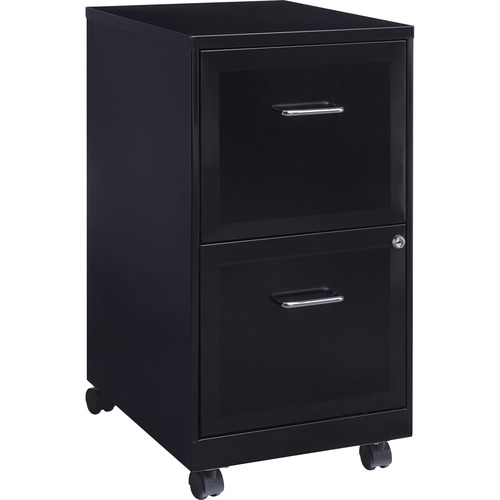 Lorell SOHO 18" 2-Drawer Mobile File Cabinet - 14.3" x 18" x 24.5" - 2 x Drawer(s) for File - Locking Drawer, Pull Handle, Casters, Glide Suspension - Black - Baked Enamel - Steel - Recycled - Assembly Required = LLR16872