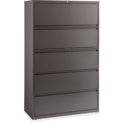 Lorell Fortress Series Lateral File w/Roll-out Posting Shelf - 42" x 18.6" x 67.6" - 1 x Shelf(ves) - 5 x Drawer(s) for File - Letter, Legal, A4 - Lateral - Magnetic Label Holder, Ball Bearing Slide, Ball-bearing Suspension, Adjustable Leveler, Interlocki